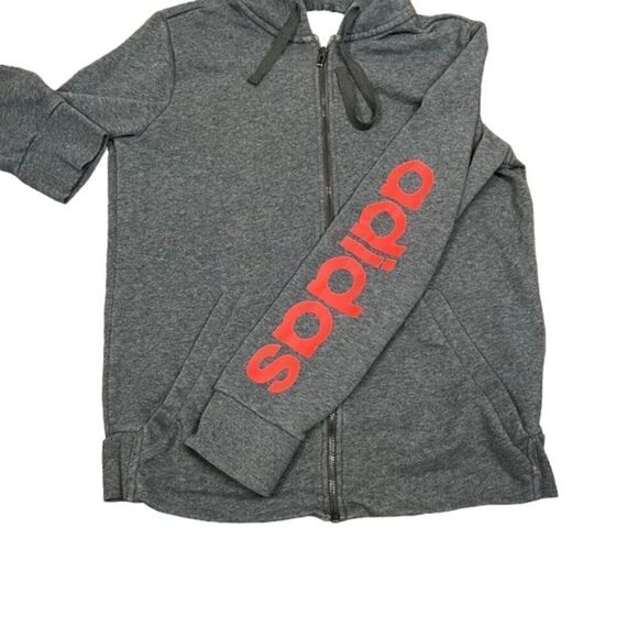 Adidas Climalite Women's Zipper Hoodie Charcoal with Pink Logo Size Small - Picture 5 of 8